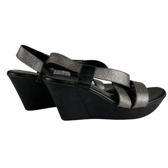 NWT Cliffs by White Mountain Metallic Glitter Strappy Slip-on Wedge Sandals 9.5 - Picture 7 of 12